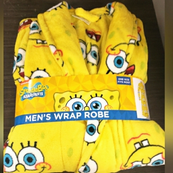 Nickelodeon Other - Nickelodeon SpongeBob Men's Wrap Robe One Size Fits Most Yellow Multi Color